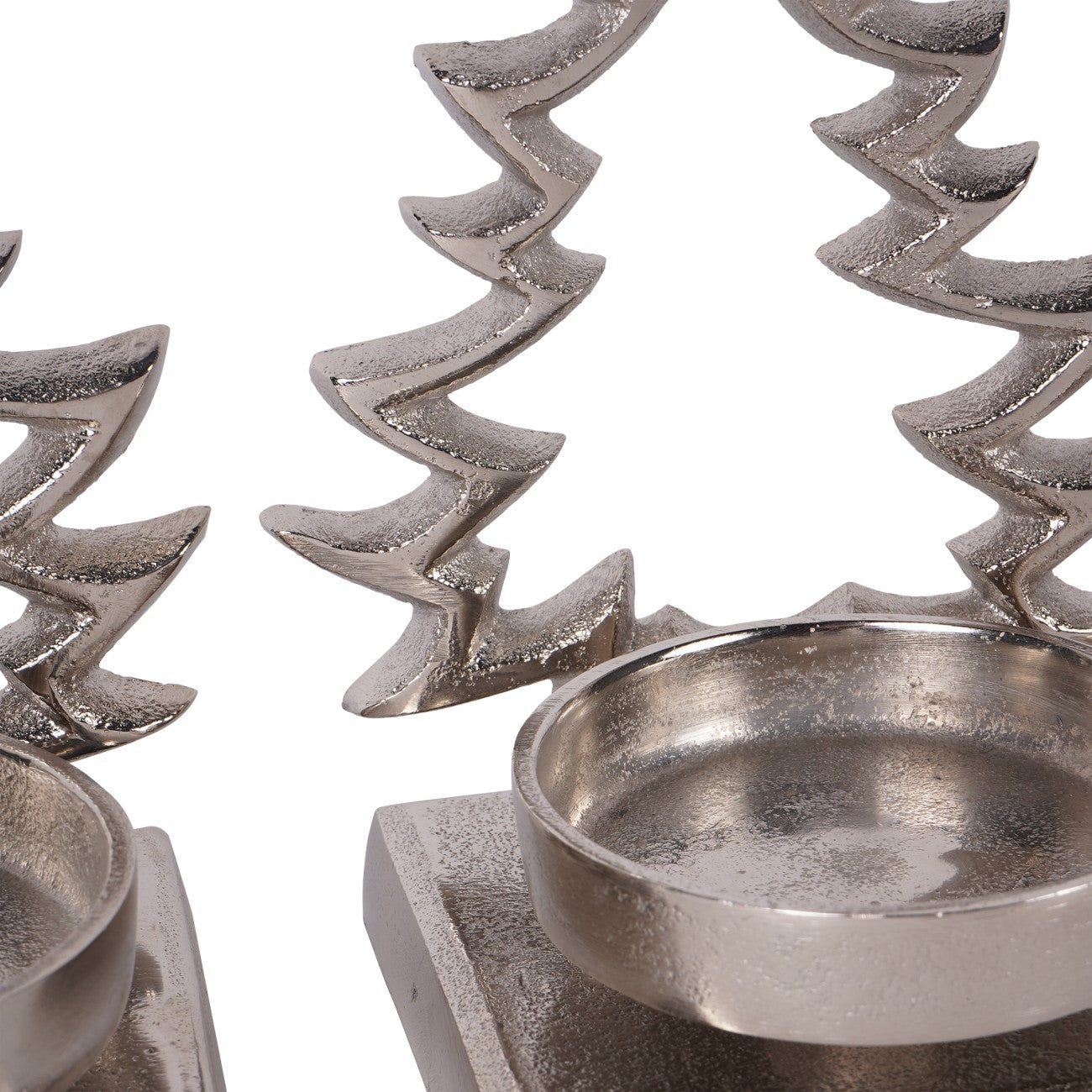 Laura Ashley Set of Festive Aluminium Christmas Tree Silver Tealight Holders